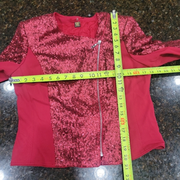 Basler Women's Red Sequin Long Sleeve Casual Full Zip Front Jacket Size 38 M - Picture 13 of 13